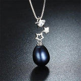 925 Silver Star Zircon Pendant & Pearl Necklace