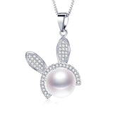 Freshwater Pearl Rabbit Zircon Necklace Pendants 925 Sterling Silver