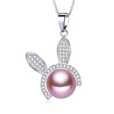 Freshwater Pearl Rabbit Zircon Necklace Pendants 925 Sterling Silver