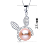 Freshwater Pearl Rabbit Zircon Necklace Pendants 925 Sterling Silver