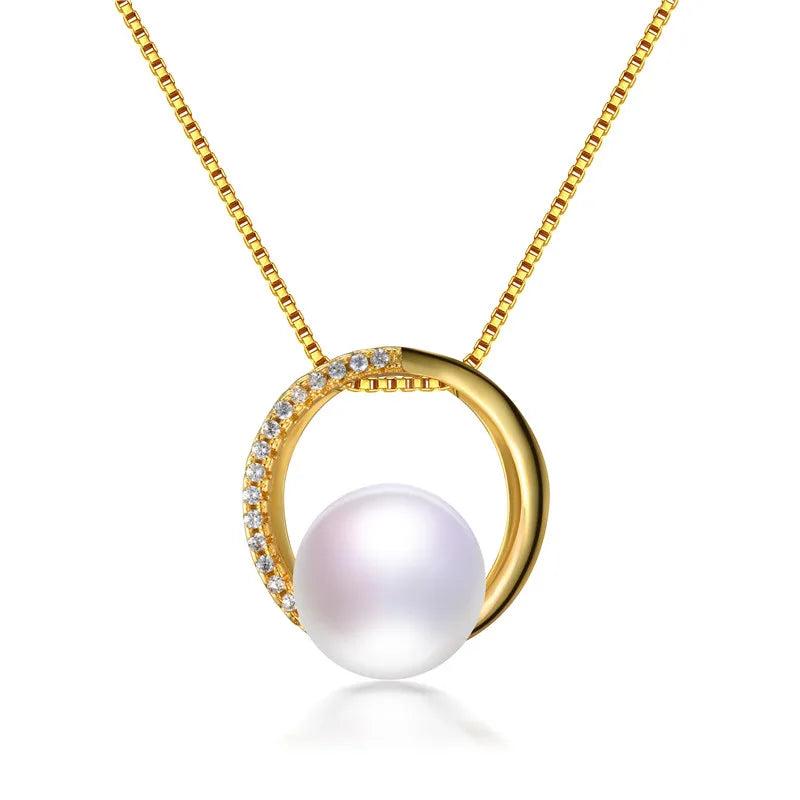Freshwater Pearl Necklace 925 Silver Zircon Pendant High Jewelry for Women