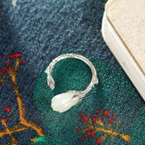925 Silver Hetian Jade Magnolia High-End Female Ring