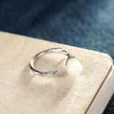 925 Silver Hetian Jade Magnolia High-End Female Ring