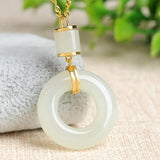 Hetian Jade Safety Buckle Pendant Necklace S925 Sterling Silver Jade Pendant