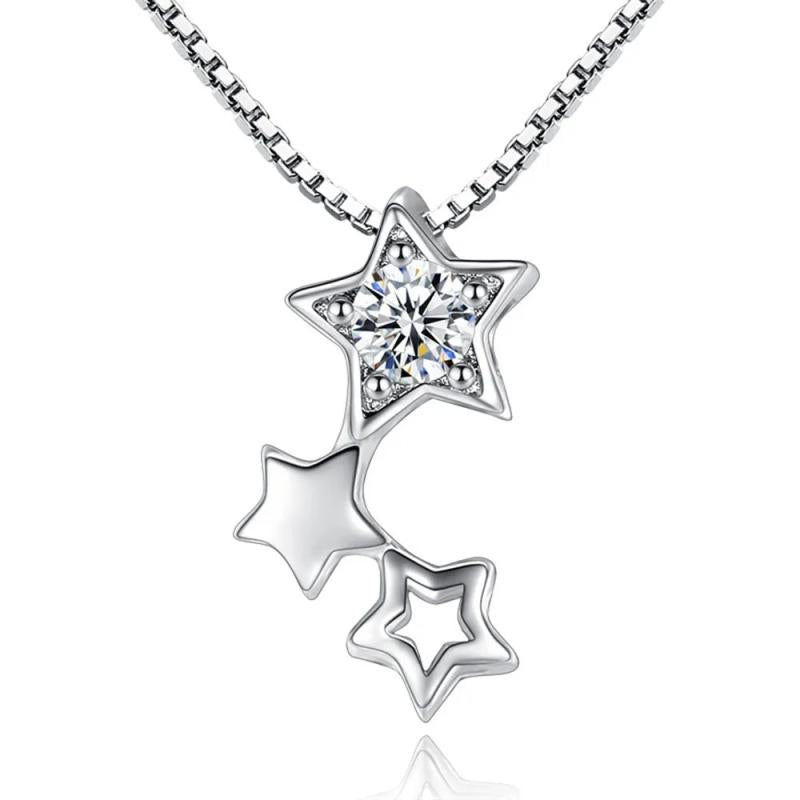 925 Silver Plated Women Necklaces Zircon Clavicle Chain Jewelry