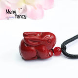 Cinnabar Purple Sand Zodiac Rabbit Pendant Amulet Jewelry Gift