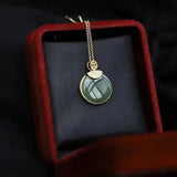 Hetian Jade Green Jade Pendant S925 Silver Necklace Gift for Mom