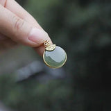 Hetian Jade Green Jade Pendant S925 Silver Necklace Gift for Mom