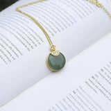 Hetian Jade Green Jade Pendant S925 Silver Necklace Gift for Mom