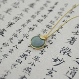Hetian Jade Green Jade Pendant S925 Silver Necklace Gift for Mom
