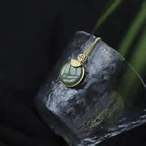 Hetian Jade Green Jade Pendant S925 Silver Necklace Gift for Mom