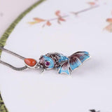 Cloisonne Pendant Female S925 Sterling Silver Retro Chinese Temperament