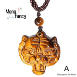 Tiger's Eye Lucky Bag Ruyi Pendant Necklace