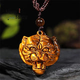 Tiger's Eye Lucky Bag Ruyi Pendant Necklace