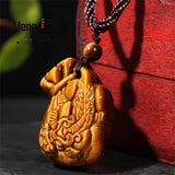 Tiger's Eye Lucky Bag Ruyi Pendant Necklace