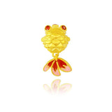 Yellow Goldfish Pendant Necklace Real Chain for Women Fine Jewelry