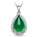 925 Silver Necklace with Emerald Chalcedony Pendant