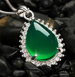 925 Silver Necklace with Emerald Chalcedony Pendant