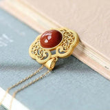 Flower Jade Turtleneck Sweater Ruyi Auspicious Necklace