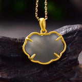 Hetian Jade Longevity Lock Pendant Necklace S925 Silver Blessing Vintage
