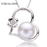 925 Silver Pearl Necklace Pendant Zircon Women Girls