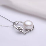925 Silver Pearl Necklace Pendant Zircon Women Girls