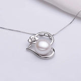 925 Silver Pearl Necklace Pendant Zircon Women Girls