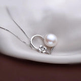 925 Silver Pearl Necklace Pendant Zircon Women Girls