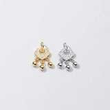 925 Silver Lock and Bells Zircon Pendant Charms DIY Jewelry Accessory