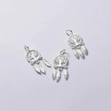 925 Silver Life Tree & Feather Dream Catcher Necklace Charm DIY Jewelry