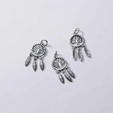 925 Silver Life Tree & Feather Dream Catcher Necklace Charm DIY Jewelry