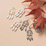 925 Silver Life Tree & Feather Dream Catcher Necklace Charm DIY Jewelry