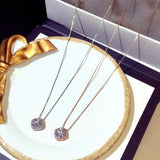 Zircon Stone Silver Rose Pendant Necklace for Women