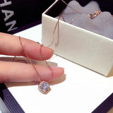 Zircon Stone Silver Rose Pendant Necklace for Women