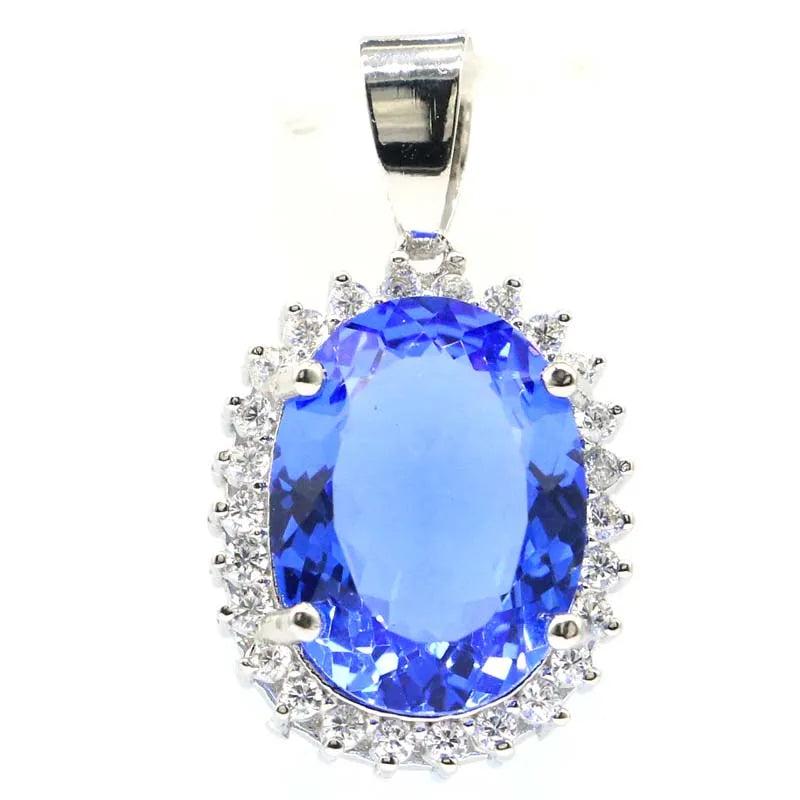 Pink Tourmaline Tanzanite Zircon Silver Pendant