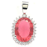 Pink Tourmaline Tanzanite Zircon Silver Pendant