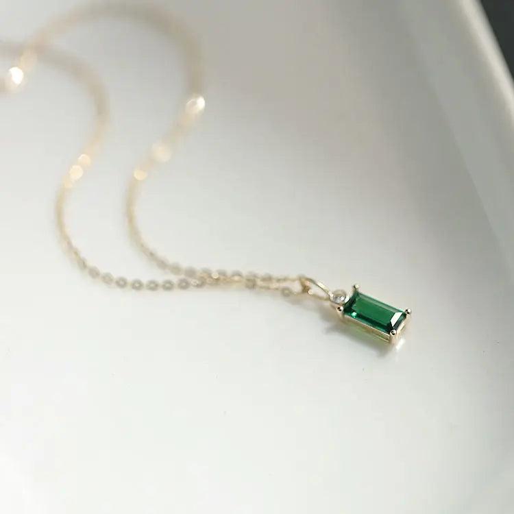 Diamond Rectangle Zircon Pendant Necklace Chinese Style Retro Minority Charm Lad