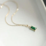 Diamond Rectangle Zircon Pendant Necklace Chinese Style Retro Minority Charm Lad