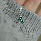 Diamond Rectangle Zircon Pendant Necklace Chinese Style Retro Minority Charm Lad