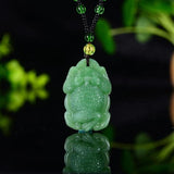 Green Jade Golden Toad Dragon Necklace Pendant Men Women Luck Gift Amulet