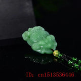 Green Jade Golden Toad Dragon Necklace Pendant Men Women Luck Gift Amulet