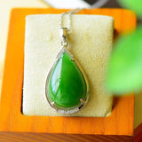Hetian Jade Green Jade Water Drop Pendant Female Necklace