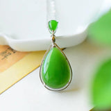 Hetian Jade Green Jade Water Drop Pendant Female Necklace