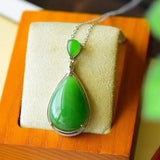 Hetian Jade Green Jade Water Drop Pendant Female Necklace