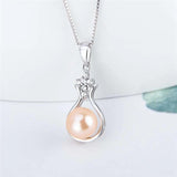 925 Silver Zircon Pearl Water Drop Pendant SP410SB