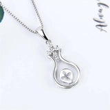 925 Silver Zircon Pearl Water Drop Pendant SP410SB