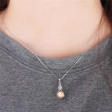 925 Silver Zircon Pearl Water Drop Pendant SP410SB