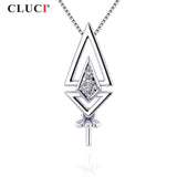 925 Silver Charms Pendant Rhombus Zircon Pearl SP350SB