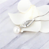 925 Silver Charms Pendant Rhombus Zircon Pearl SP350SB