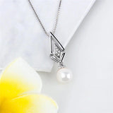 925 Silver Charms Pendant Rhombus Zircon Pearl SP350SB